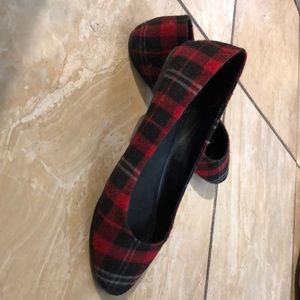 Red plaid flats